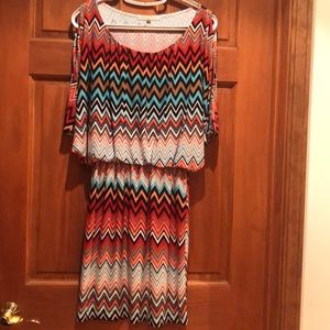 Open shoulder dress, multi color